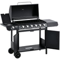 Gasgrill mit 7 Brennern, inkl. Thermometer, BBQ -Grill, mobiler Grill, Schwarz