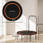 Fitness-Trampolin mit verstellbarem Handlauf, Sport-Trampolin f¨¹r drinnen und drau?en, Stahl, Kunststoff, Orange