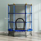 4.6FT/55" Kids Trampoline with Enclosure Net, Outdoor Indoor Use, for Ages 3-10 Years, Blue