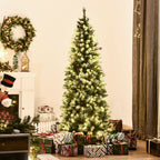 Künstlicher Weihnachtsbaum 180 cm Tannenbaum künstlich mit LED Beleuchtung, Schnee, 618 Spitzen Christbaum Weihnachtsdeko inkl. Stahlständer für drinnen
