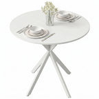 80cm Industrial Round Dining Table - White