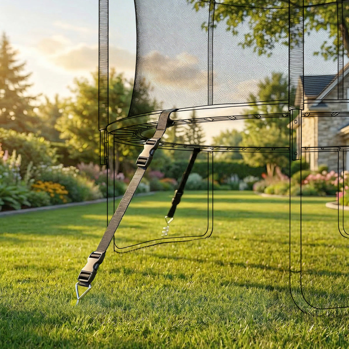 Bodenanker Schraube mit Dreiecksgriff für Trampolin 4er 32 cm