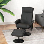 Polstersessel, Akzentsessel mit Hocker, drehbar, ergonomisch, Mikrofasertuchoptik, bis 150 kg, Schwarz