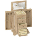 Schmuckbox, Schmuckschatulle, 4-stufiges Layout, integrierter Spiegel, Holz, Braun