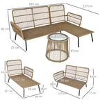 3 tlg. Rattan Gartenmöbel-Set, PE-Rattan, 1 Ecksofa, 1 Liege, inkl. Kissen, wetterbeständig, Kaffee +Creme