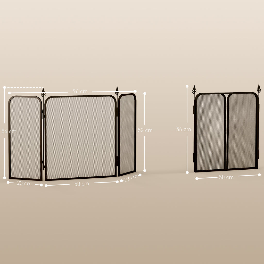 Funkenschutz für Kamine, klappbar, Metall, 96 x 1,3 x 56 cm, Schwarz