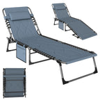 Sonnenliege, Faltbare Gartenliege, Klappliege mit Kissen, 5-stufige R¨¹ckenlehne, Oxfordstoff, 188 x 57 x 30 cm, Grau