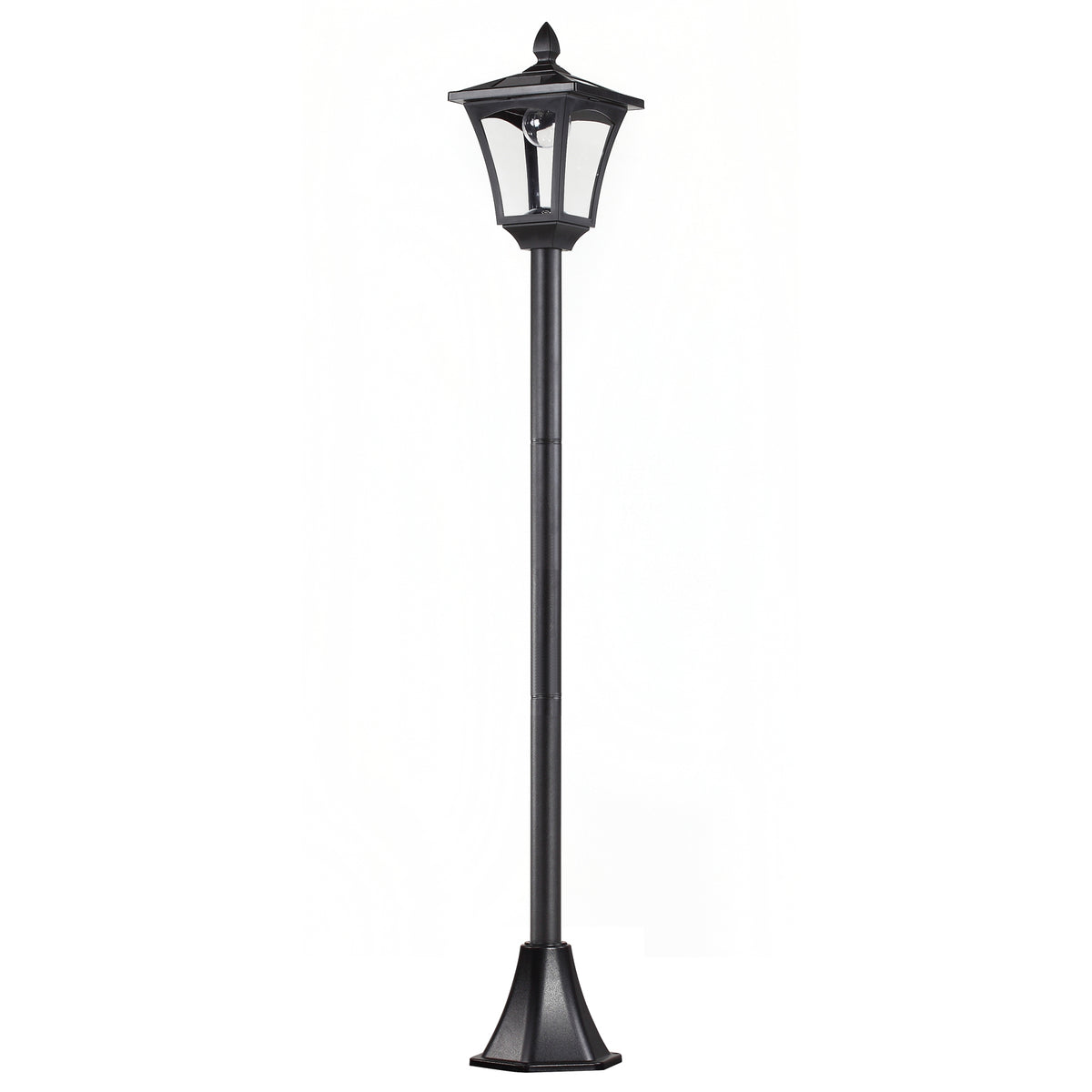 Outdoor Garden Solar Post Lamp Sensor Dimmable LED Lantern Bollard Pathway 1.6M Tall, Black