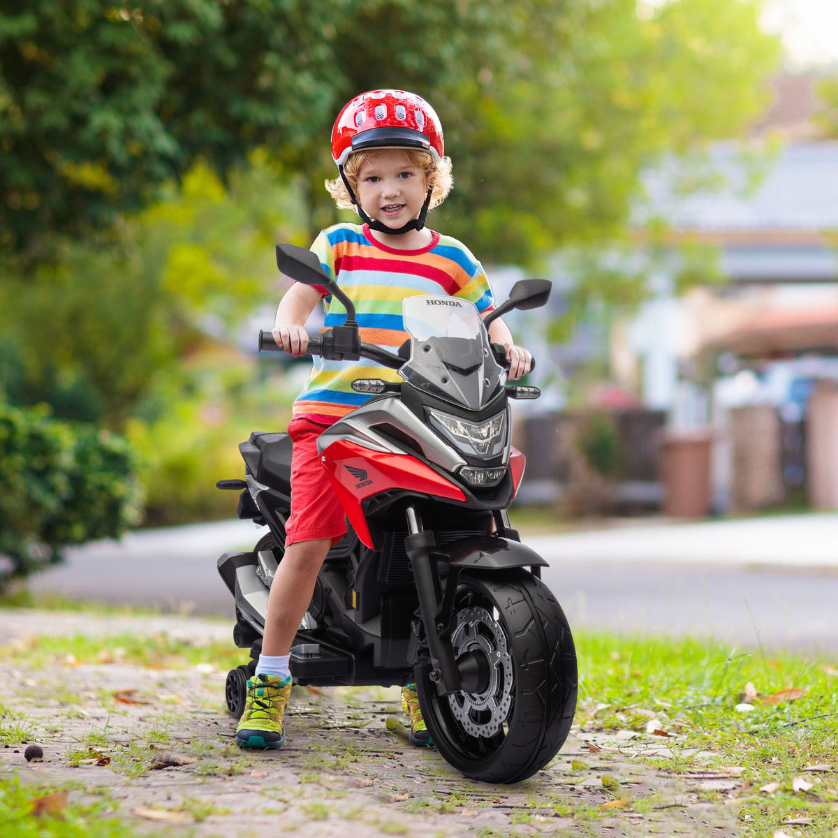 Elektro-Kindermotorrad, Honda, 3 km/h, Musik & Licht, 3-6 Jahre, bis 30 kg, Rot