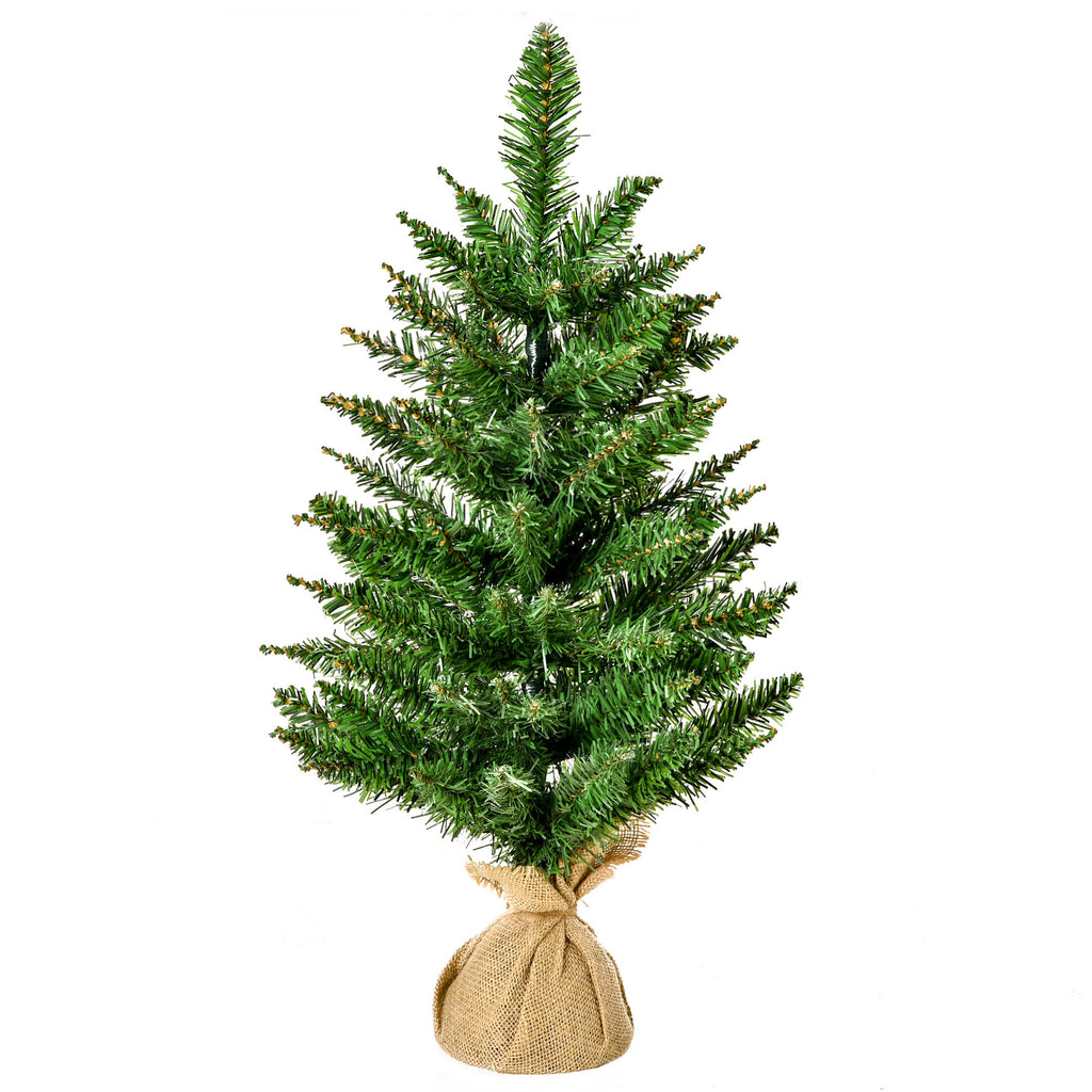 Mini Weihnachtsbaum mit künstlichem Schnee, 60 cm hoch, mit Zementständer, Mehrfarbig