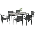 Seven-Piece Casual Outdoor Dining Set, with Wood-Effect Table - Grey