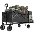 Gartenwagen 100 kg belastbar klappbar Erweiterter Transportwagen mit herausnehmbare Plane Schwarz
