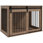 Hundebox Hundekäfig, Verriegelbar, Holzoptik, rustikales Design, 98 cm x 58 cm x 61 cm, Walnuss + Schwarz