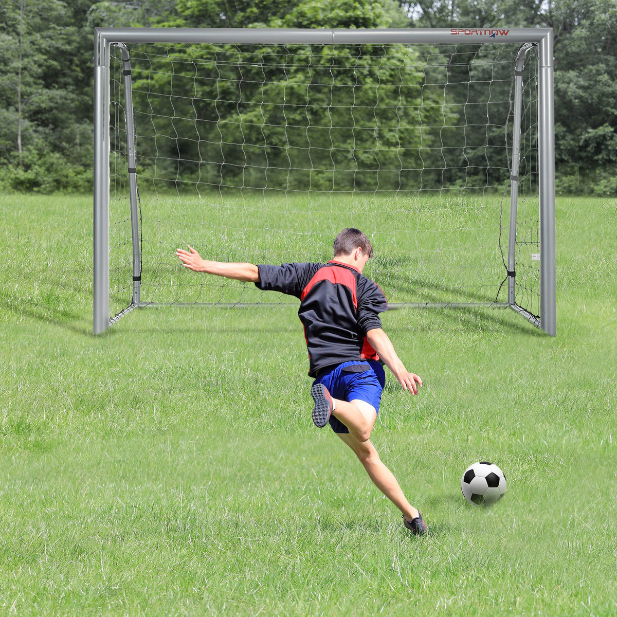 8ft x 5ft Football Goal, Football Net for Garden with Ground Stakes, Quick and Simple Set Up