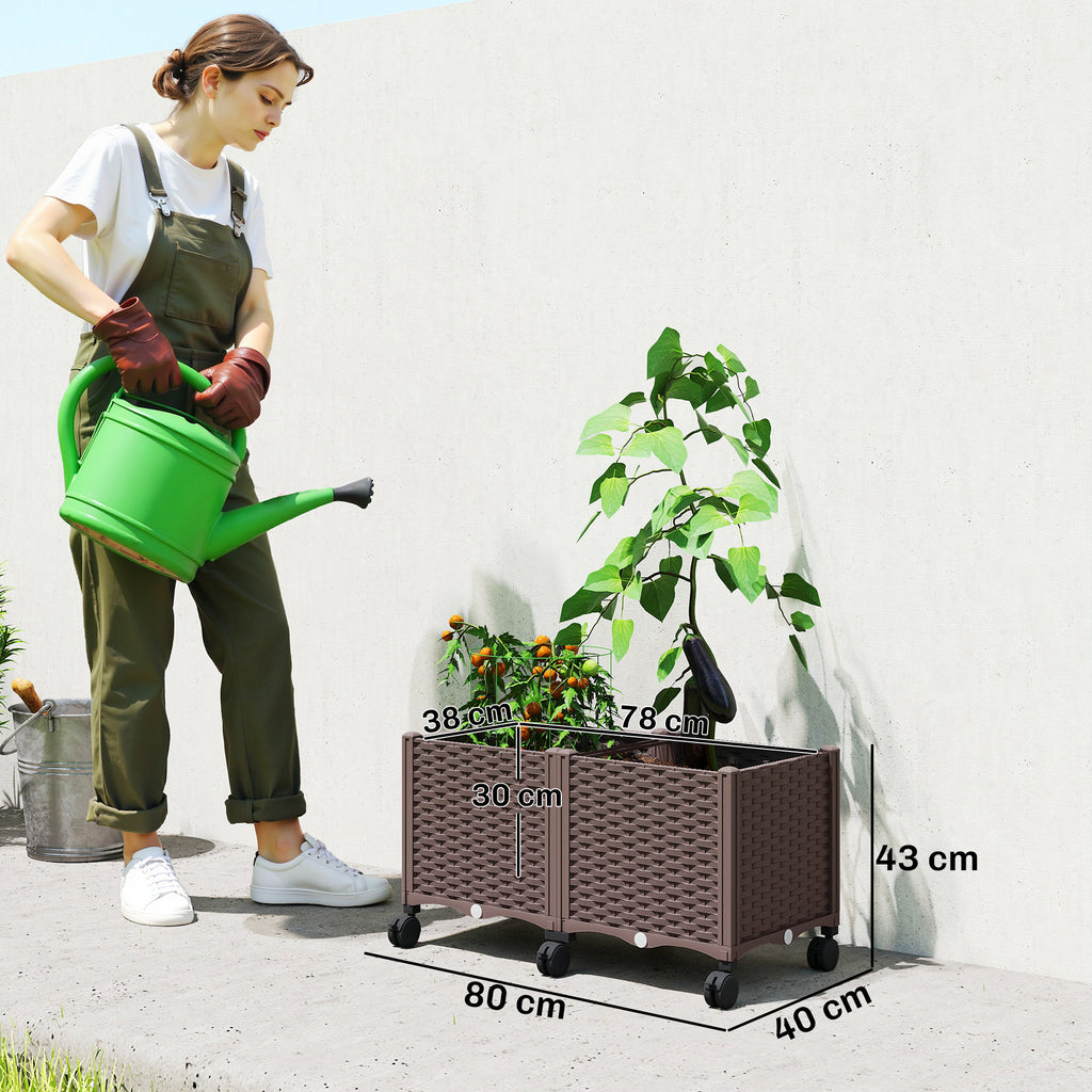 Hochbeet aus Kunststoff, Selbstbewässernder Pflanzkasten mit Drainagelöchern und Stopfen
