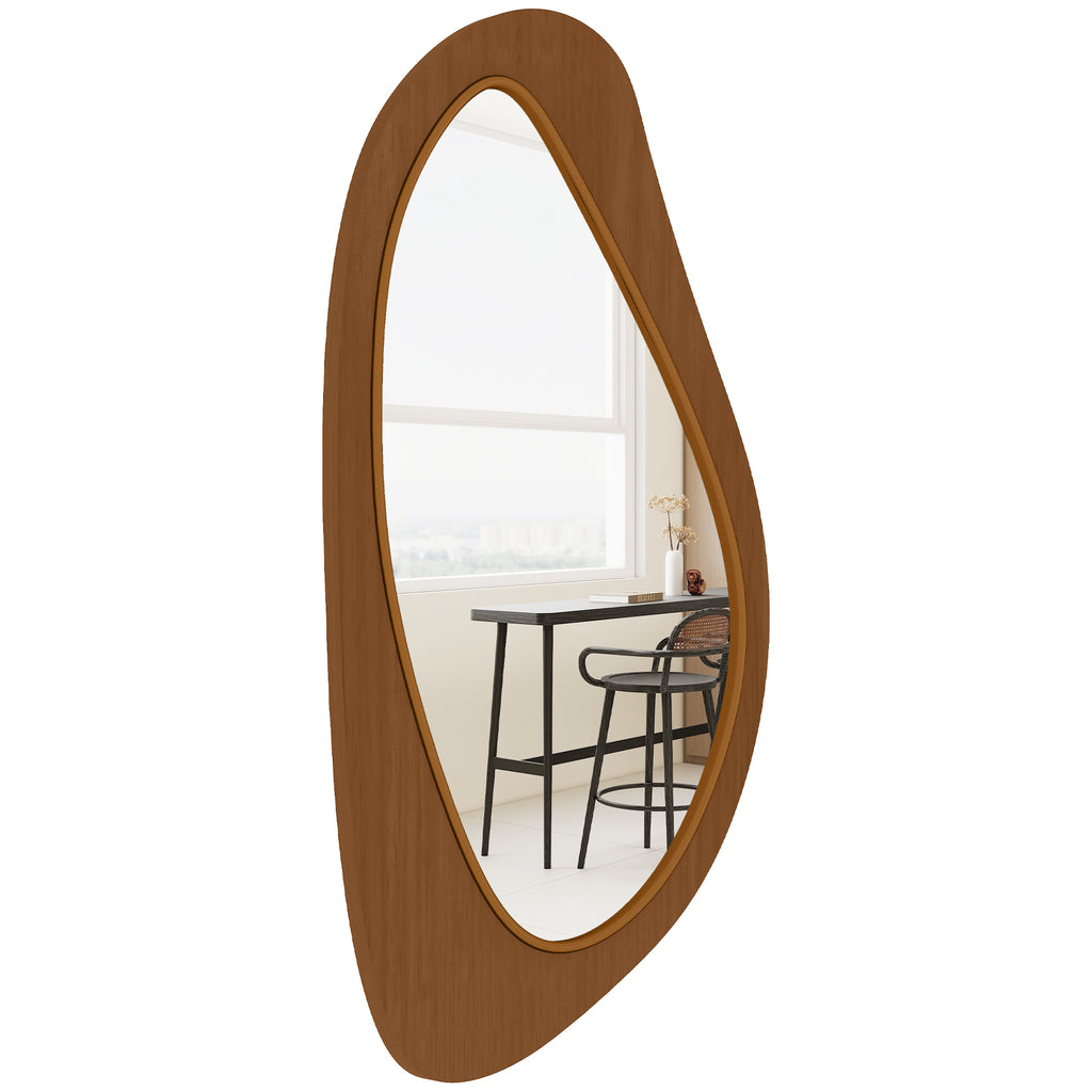 Wandspiegel Fenster Spiegel mit Kieferfurnierrahmen für Schlafzimmer Wohnzimmmer, 91,5 x 45 x 3 cm, Naturholz