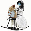 Animated Halloween Girl Riding Horse, Halloween Animatronics with Creepy Rhymes, Glowing Eyes, Sound/Touch Activated