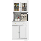 K¨¹chenschrank mit Arbeitsfl?che, Weinglashalter, Vorratsschrank f¨¹r K¨¹che, Esszimmer, 170 cm, MDF, Glas, Wei?