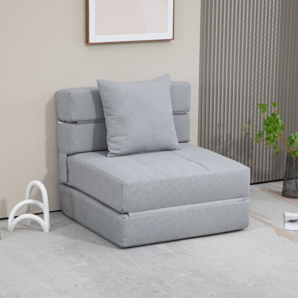 Relaxsessel Liegesessel Sessel mit Bettfunktion, inkl. 1 Kissen, 70 cm x 70 cm x 61 cm, Hellgrau