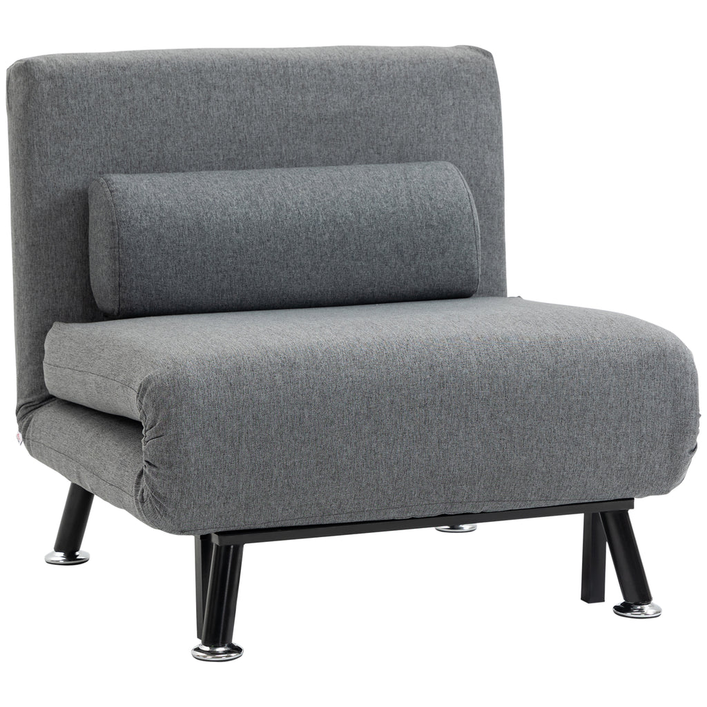 Klappsessel mit Bettfunktion, klappbarer Relaxsessel in Leinenoptik, Verstellbare R¨¹ckenlehne, 75 x 70 x 75 cm, Dunkelgrau