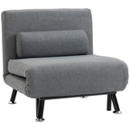 Klappsessel mit Bettfunktion, klappbarer Relaxsessel in Leinenoptik, Verstellbare R¨¹ckenlehne, 75 x 70 x 75 cm, Dunkelgrau