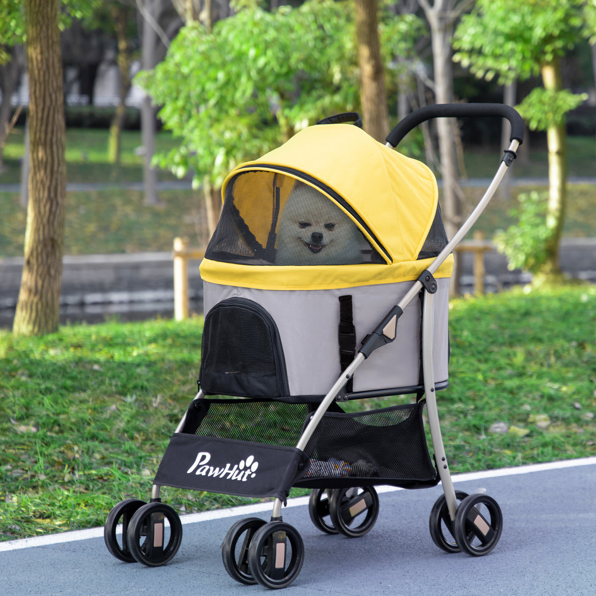 3 In 1 Detachable Pet Stroller, for Extra Small and Small Dogs - Yellow