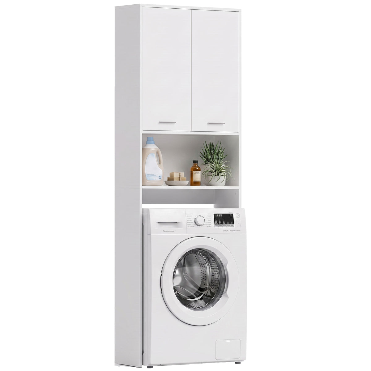 Waschmaschinenschrank mit 2 Türen 66 x 24 x 191 cm Weiß