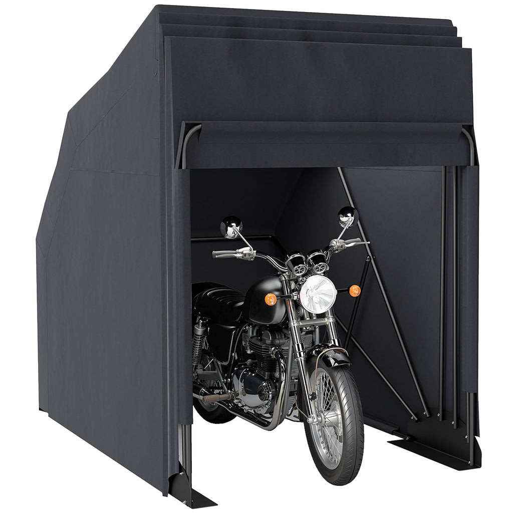 Motorrad Abdeckplane Faltbar Outdoor Motorradabdeckung Wasserdicht Winterfest XXL 345cmx135cmx191cm Schwarz