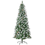 Künstlicher Weihnachtsbaum, 630 Zweige, 37 Zapfen, verschneite Spitzen, feuerfest, 180 cm