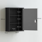 Medizinschrank zur Wandmontage mit Schloss, 3-stufiger Stahl-Wandschrank, 40 x 15 x 53,5 cm, Schwarz
