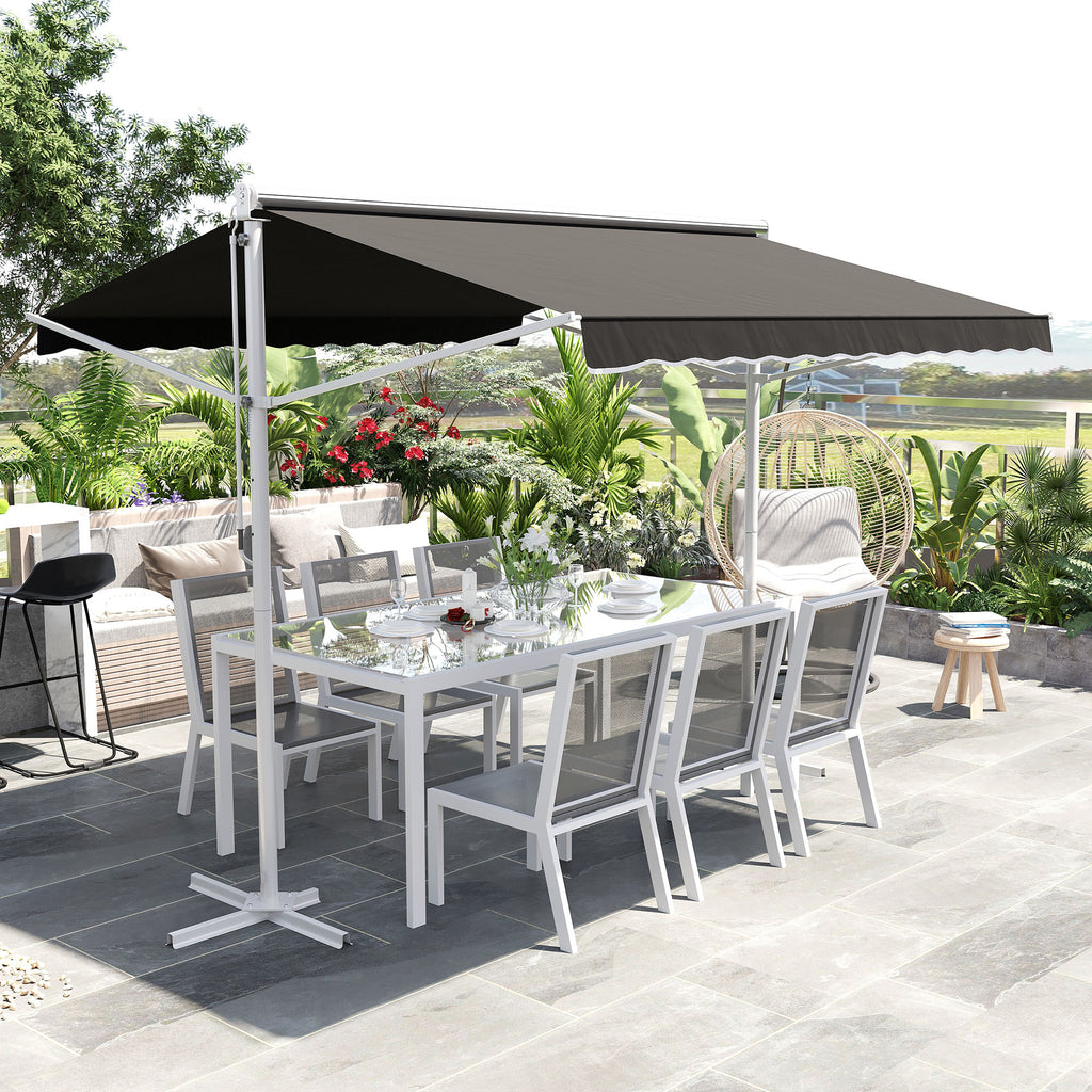 Standmarkise Gartenmarkise Markise mit Faltarm Kurbel Terrasse Grau 3x3m