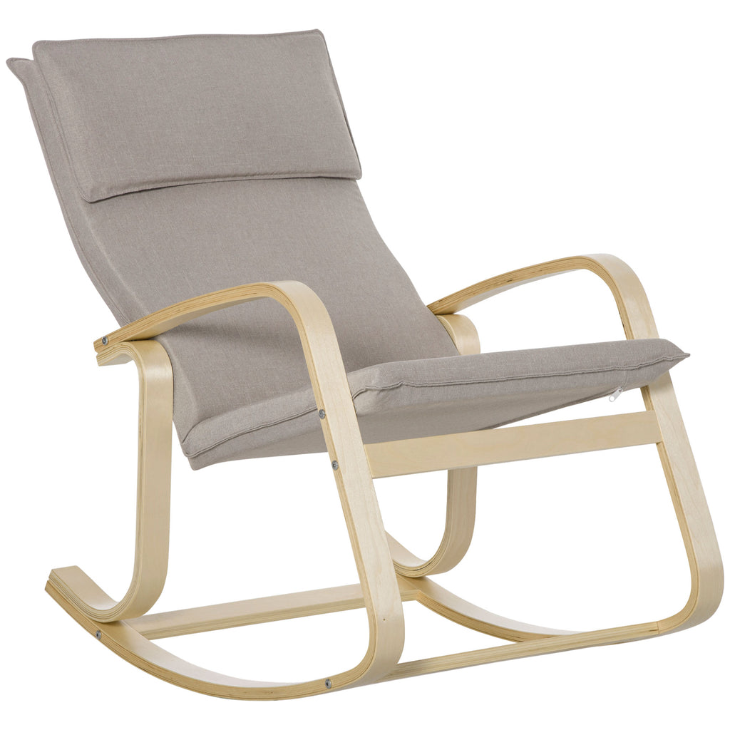 Schaukelstuhl aus Birkenholz 67 cm x 95 cm x 95 cm Grau + Natur