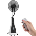 Ventilator mit Sprühnebel-Funktion, 75 Grad drehbar, 3 Geschwindigkeiten, 3 Modi, 3-Liter-Wassertank, Schwarz+Weiß