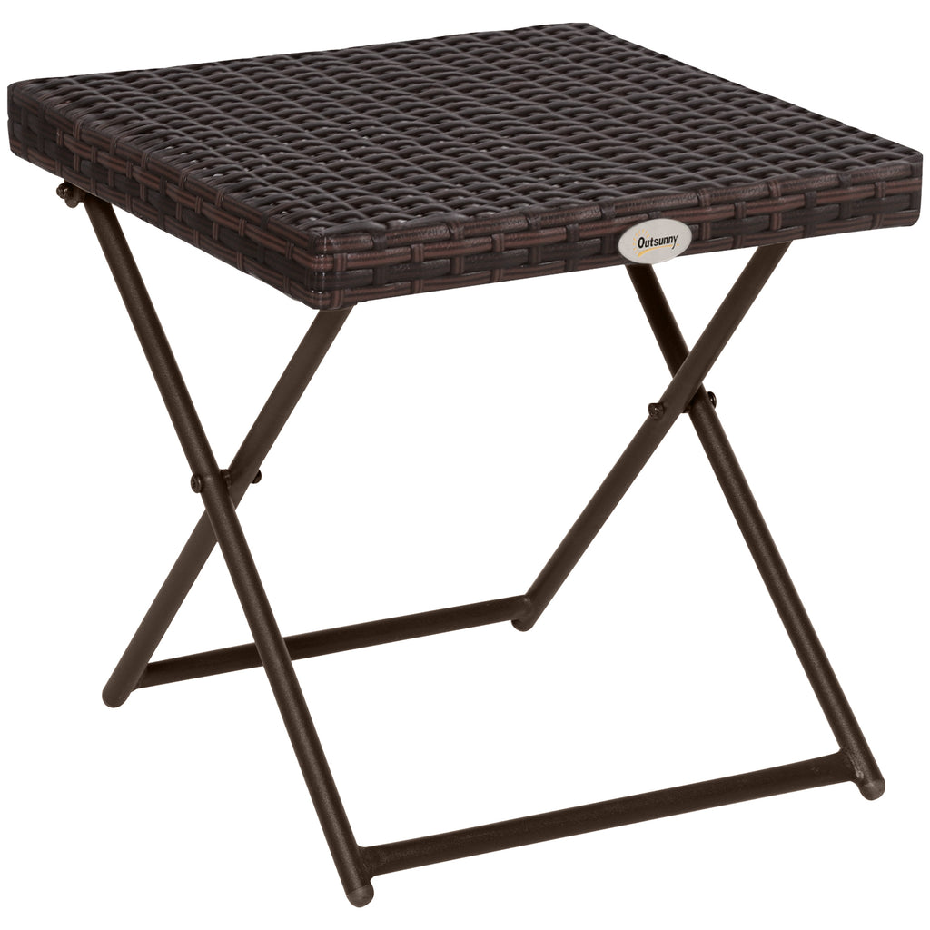 Beistelltisch aus Polyrattan klappbar Kaffeetisch Couchtisch Tablett Balkontisch Gartentisch Sofatisch Teetisch Gartenm?bel Rattantisch f¨¹r Garten Terrasse Balkon, 40x40x40cm Braun