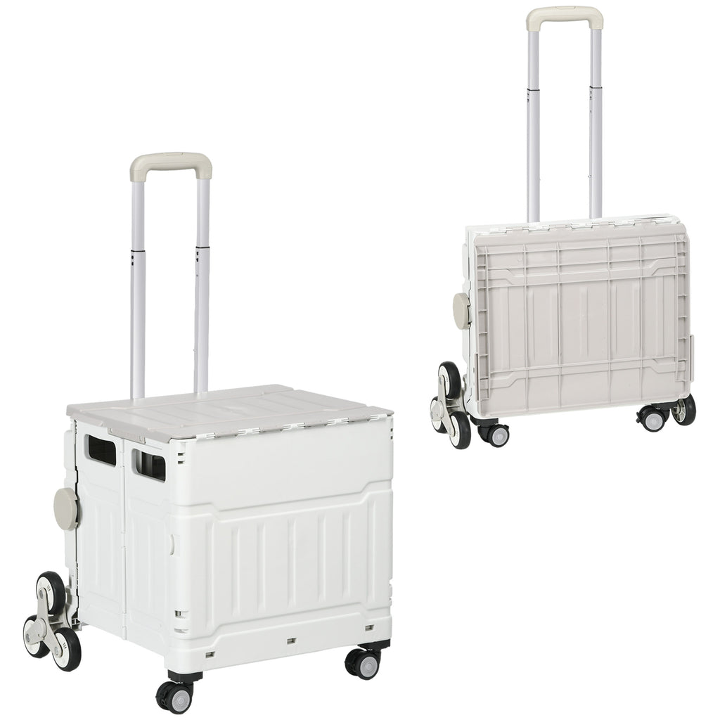 Einkaufstrolley Treppensteiger Mobile Transportbox, klappbar, Teleskopgriff, bis max. 65 Kilo belastbar, Wei?