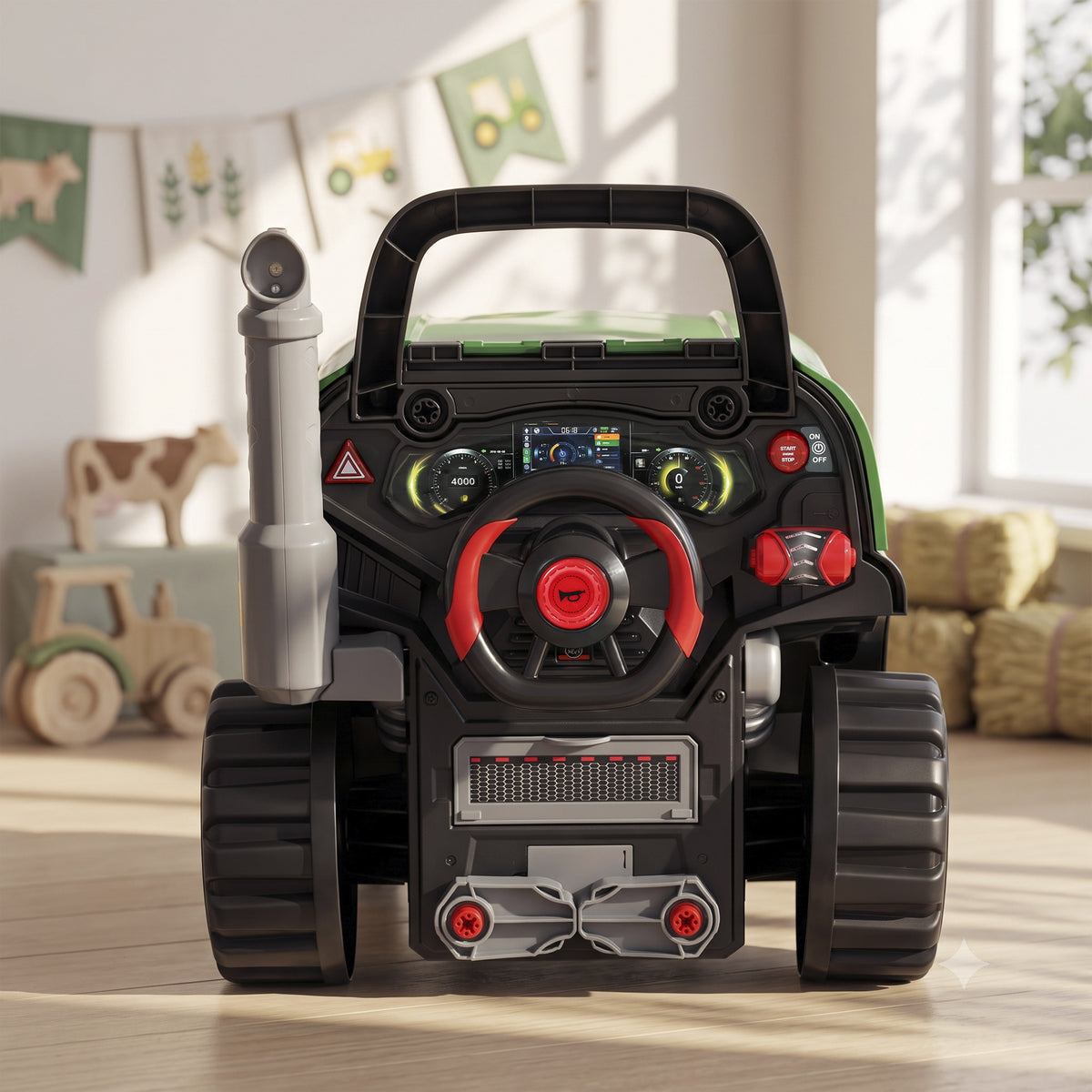 Kids Truck Engine Toy, Toy Steering Wheel with Spray, Lights and Sounds, Educational Gifts for 3-6 Years, Green
