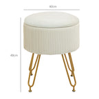 2-in-1-Aufbewahrungshocker mit Metallbeinen, runder Fu?hocker f¨¹r Wohnzimmer, Schlafzimmer, Flur, Cremewei?