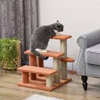 Kratzbaum, Haustiertreppe, 3 Stufen, Spielball, bis 5 kg, 45x40x48cm, Braun