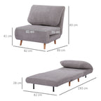 2-in-1 Schlafsessel G?stebett, verstellbare Kopfst¨¹tze Cord-Optik 82 cm x 87 cm x 89 cm Grau