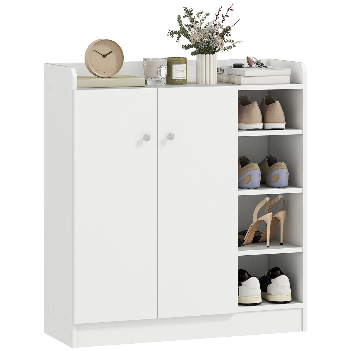 Schuhschrank Schuhkommode Schuhregal, 4 Regale. 1 Schrank, 83 cm x 30 cm x 90 cm, Wei?