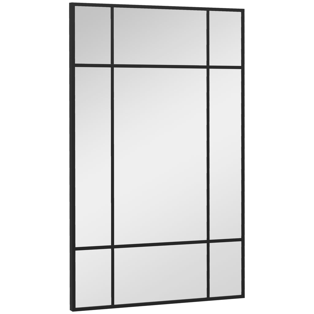 Wandspiegel, dekorativer Spiegel mit Metallrahmen, schwarze Streifen, Mehrschichtglas, 90B x 2T x 60H cm