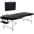 2 Section Portable Foldable Lightweight Aluminium Massage Table Couch Beauty Bed with FREE Carry Bag Black