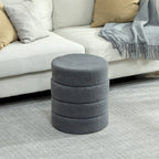 Hocker, rund, Teddyfleece, bis 120kg, ¦µ40x45H cm, Dunkelgrau