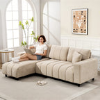 Ecksofa, Chaiselongue Umkehrbar, Kissen, 242 x 156 x 87 cm, Beige