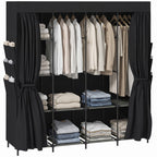 Stoff-Kleiderschrank, staubdicht, tragbar, 5 Kleiderstangen, 170 x 45 x 167 cm, Schwarz