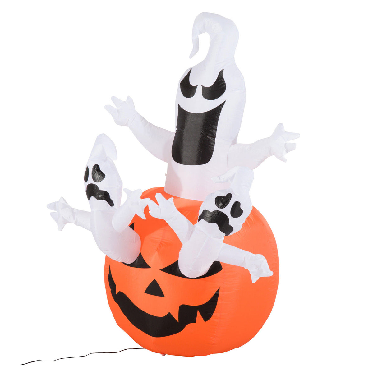 Aufblasbarer Kürbis Geist Gespenst Halloween Deko Figur Luftfigur mit LED Beleuchtung, Polyester, 120x120x180cm
