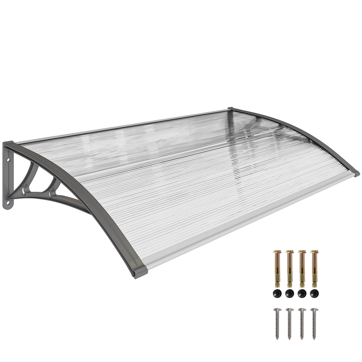 Front Door Canopy, Outdoor Awning, Rain Shelter, 110 x 60cm, Grey