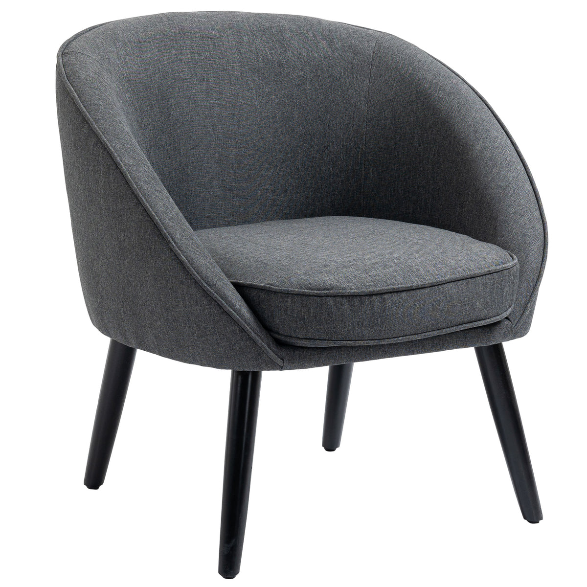 Sessel Wohnzimmer Cocktailsessel Polstert Loungesessel Relaxsessel mit Leinen-Optik Holzbeine Lesesessel, Polstersessel für Schlafzimmer Grau