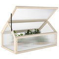 Wooden Cold Frame Garden Polycarbonate Greenhouse with Openable Top Cover, Grow House for Flowers, Vegetables, Plants, 90 x 52 x 50cm, Natural