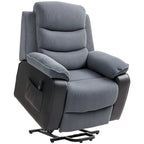 Aufstehsessel mit weichem Cordbezug, Recliner-Sessel mit Fernbedienung und Seitentaschen, Dunkelgrau